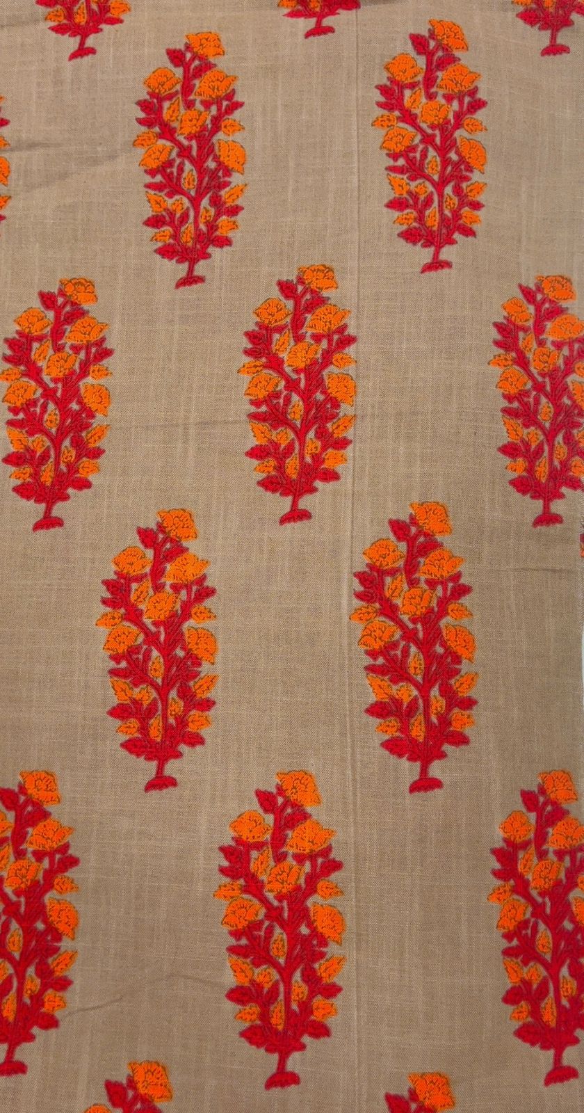 Brown Traditional Booti Pure Cotton Fabric
