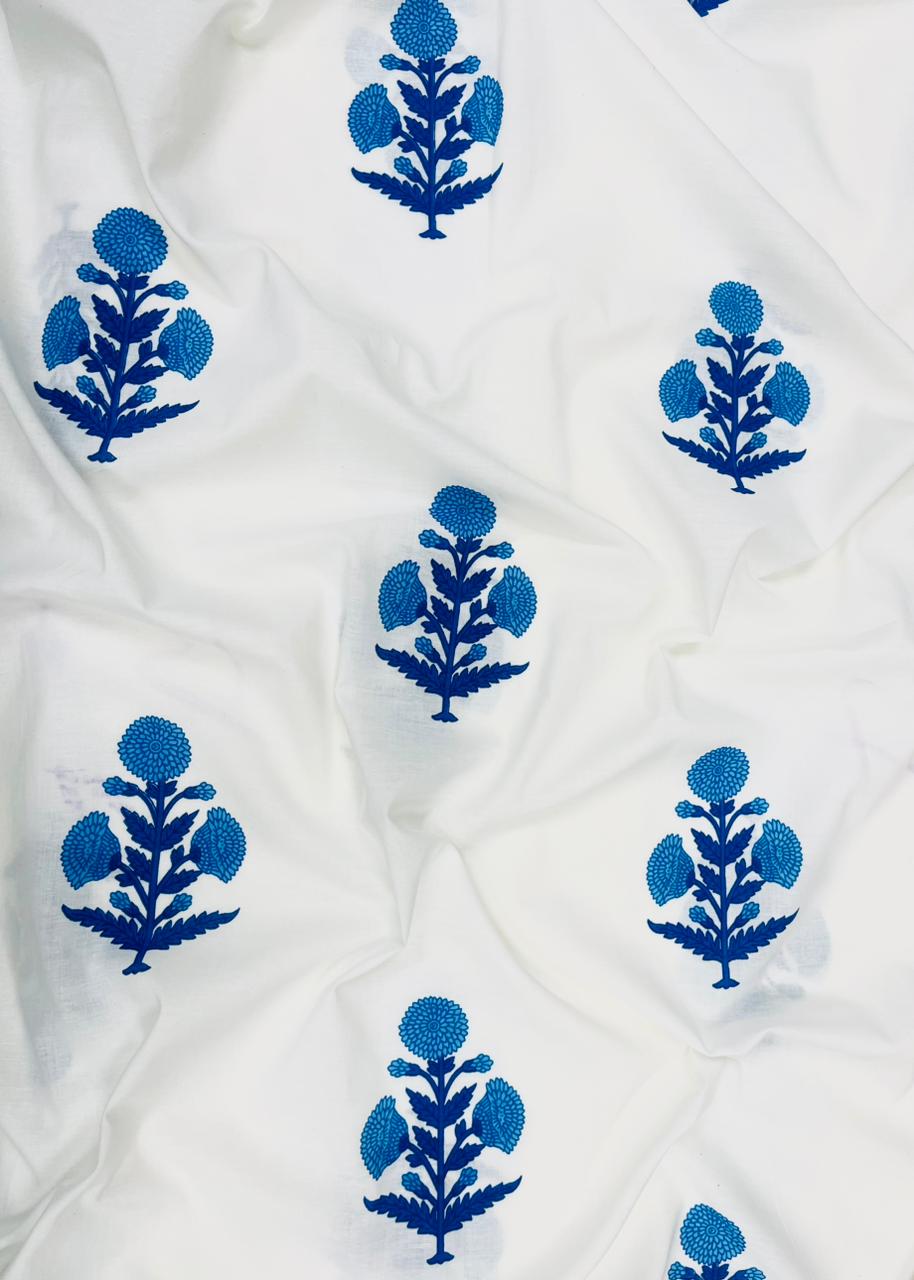 Neelkamal Indigo Block Print Pure Cotton Fabric