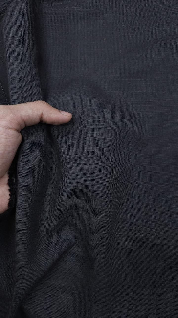 Greyish Black Solid Linen