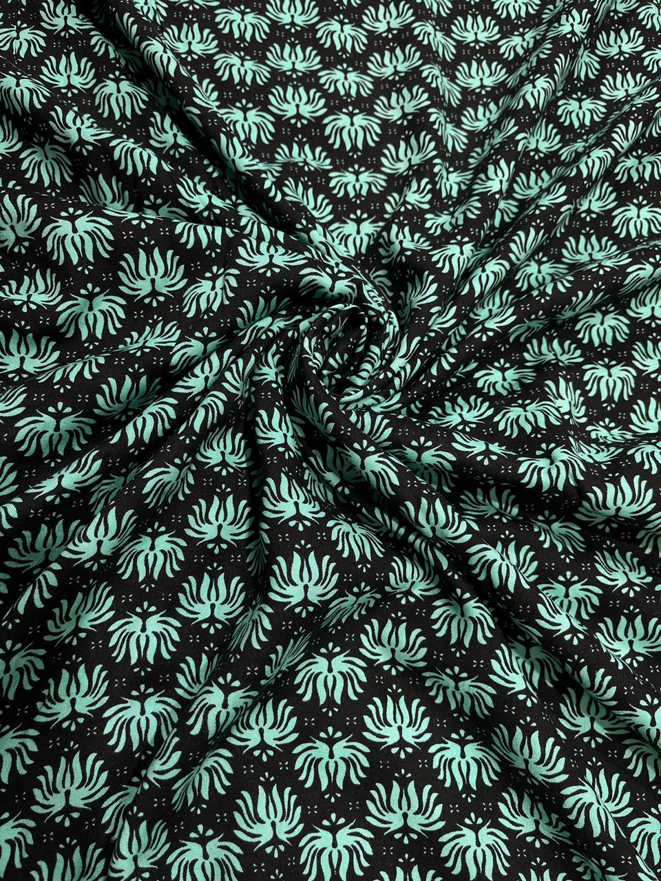 Mint Noir Floral Rayon