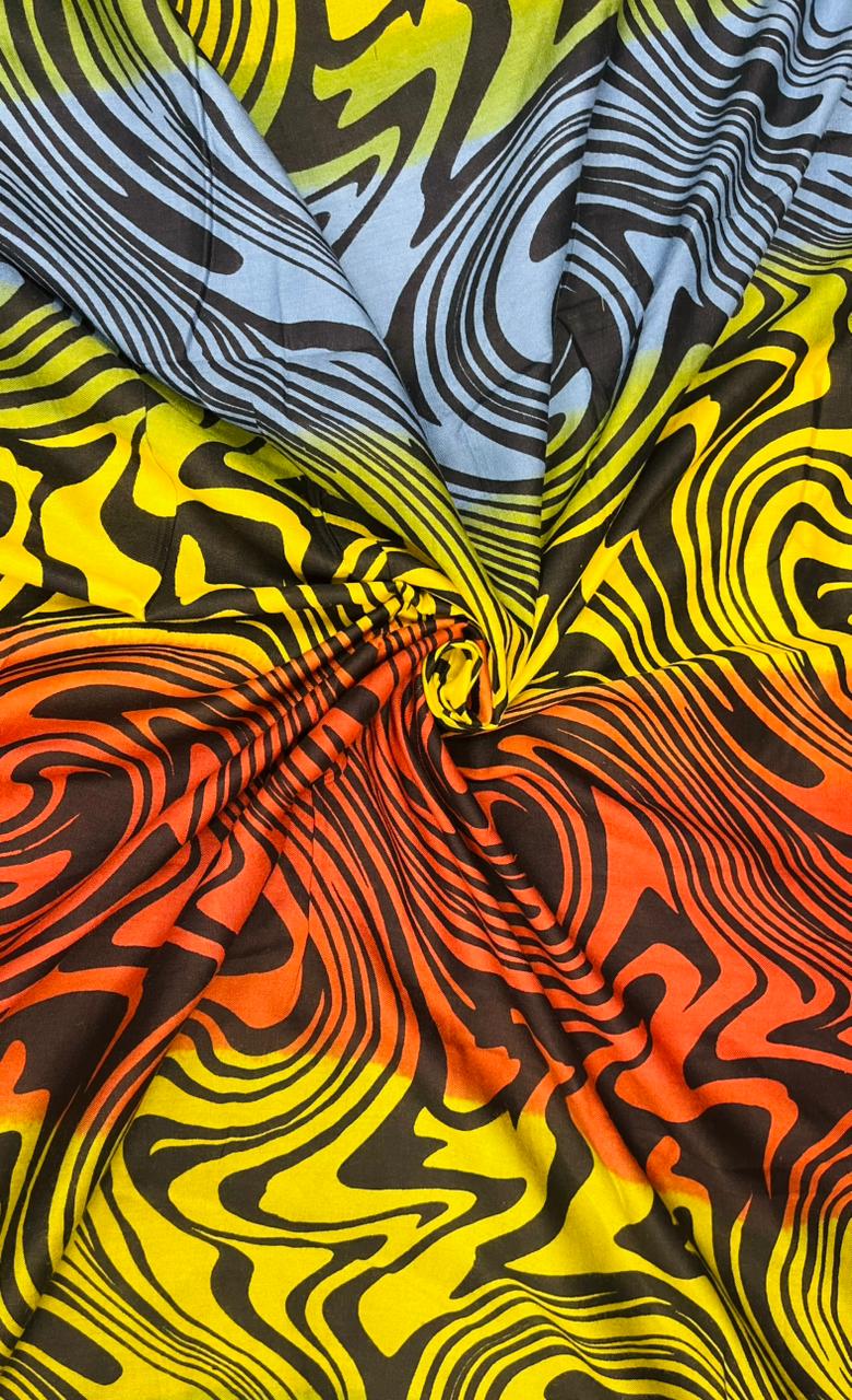 Neon Wave Rayon Fabric