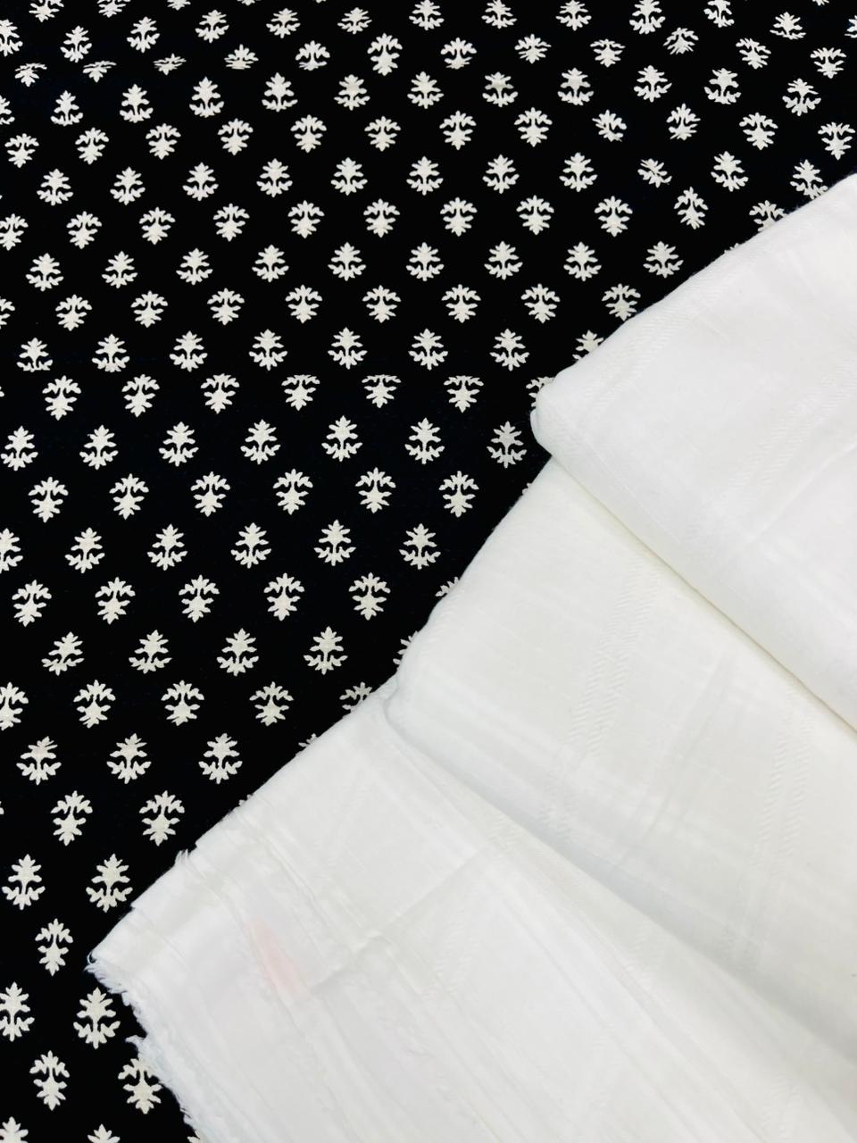 Classic Black Buta Cotton Suit Set