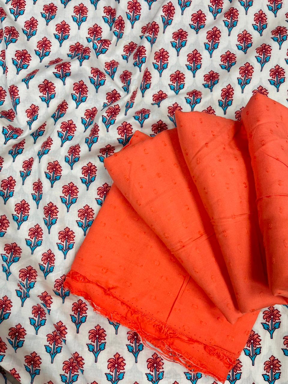 Coral Bloom Cotton Suit Set