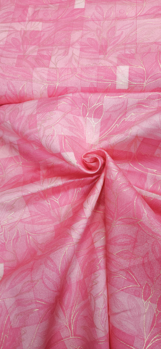 Premium Pink Jaam Cotton Fabric with Gold Detailing