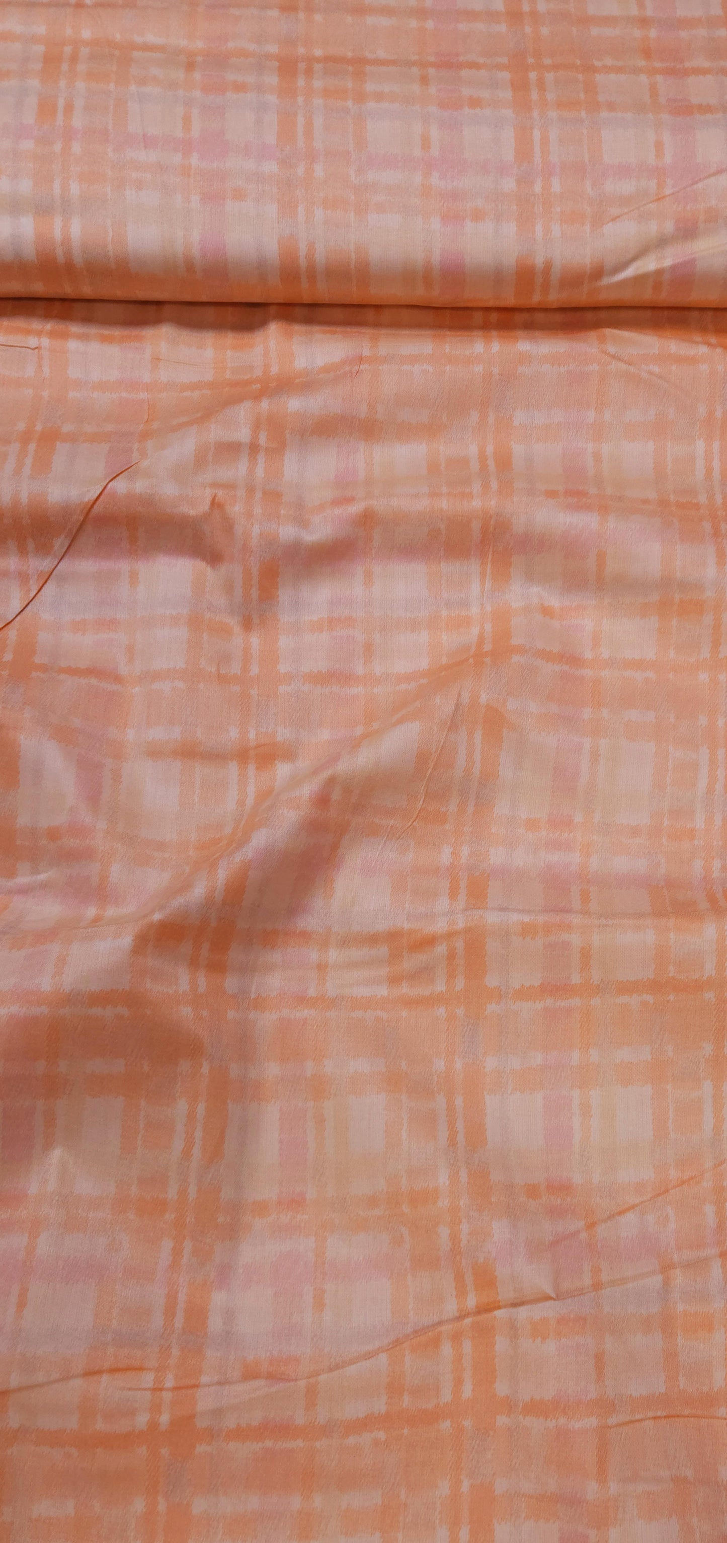 Peach Check Jaam Cotton Fabric