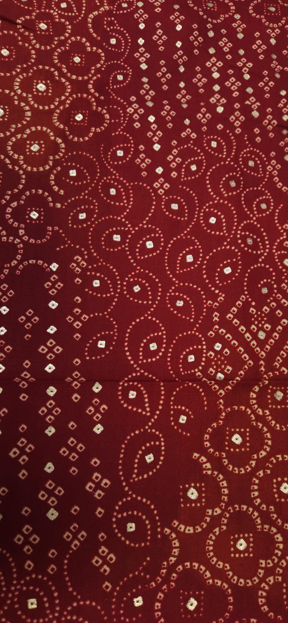 Maroon Ethnic Jaam Cotton Fabric with Bandhani Style Print