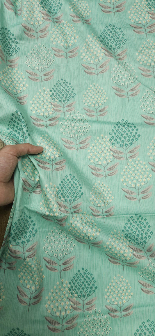 Mint Green Jaam Cotton Fabric with Minimal Floral Buta Print