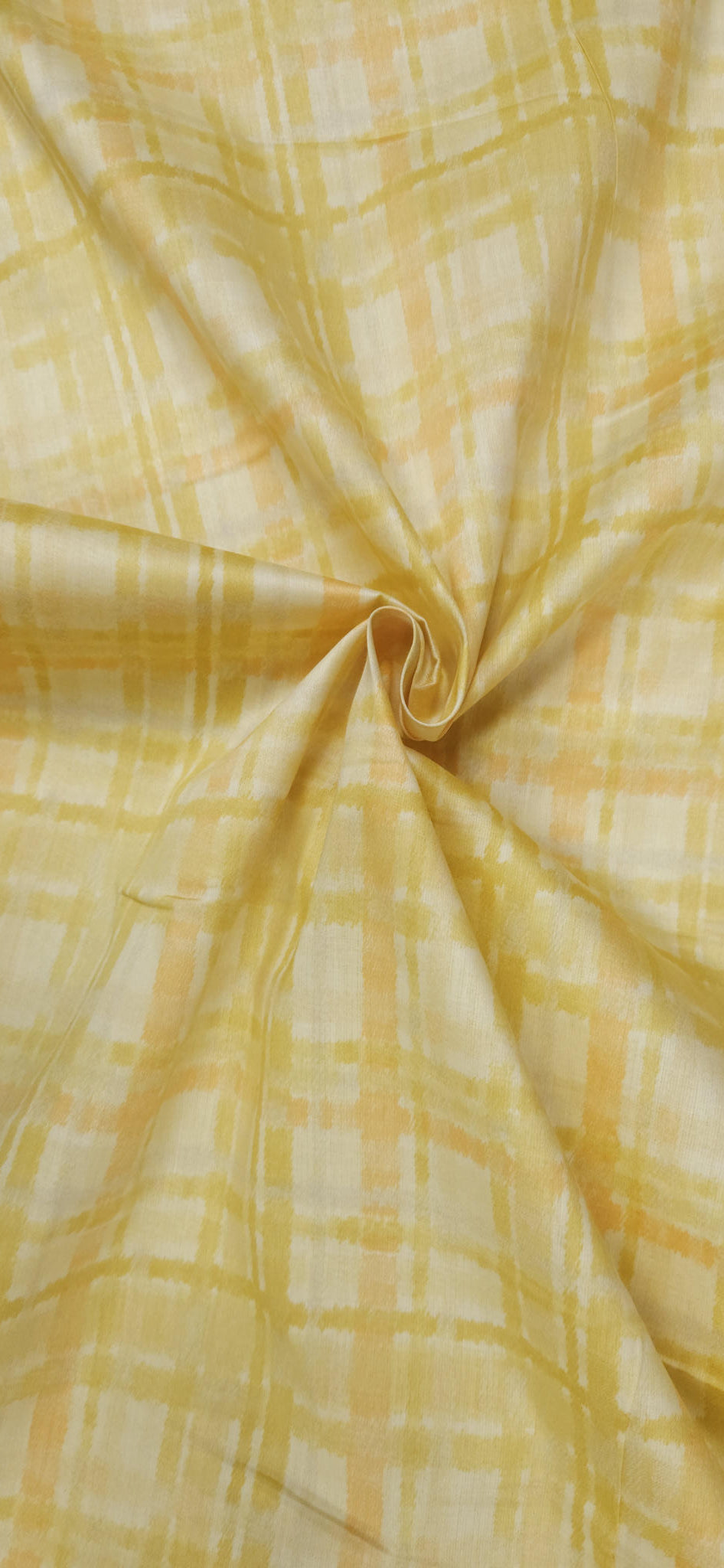 Pastel Yellow Jaam Cotton Fabric with Abstract Check Pattern