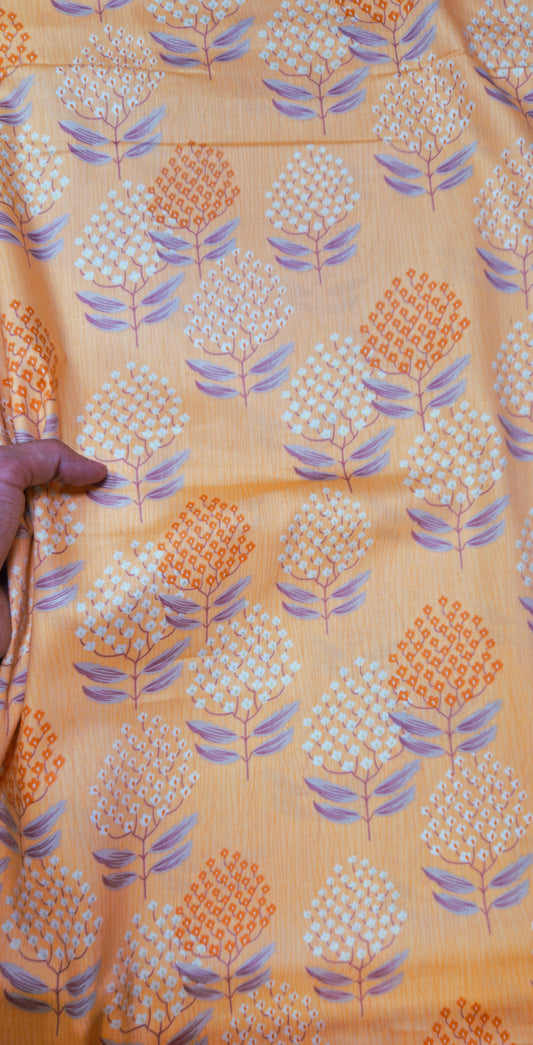 Apricot Floral Jaam Cotton Fabric
