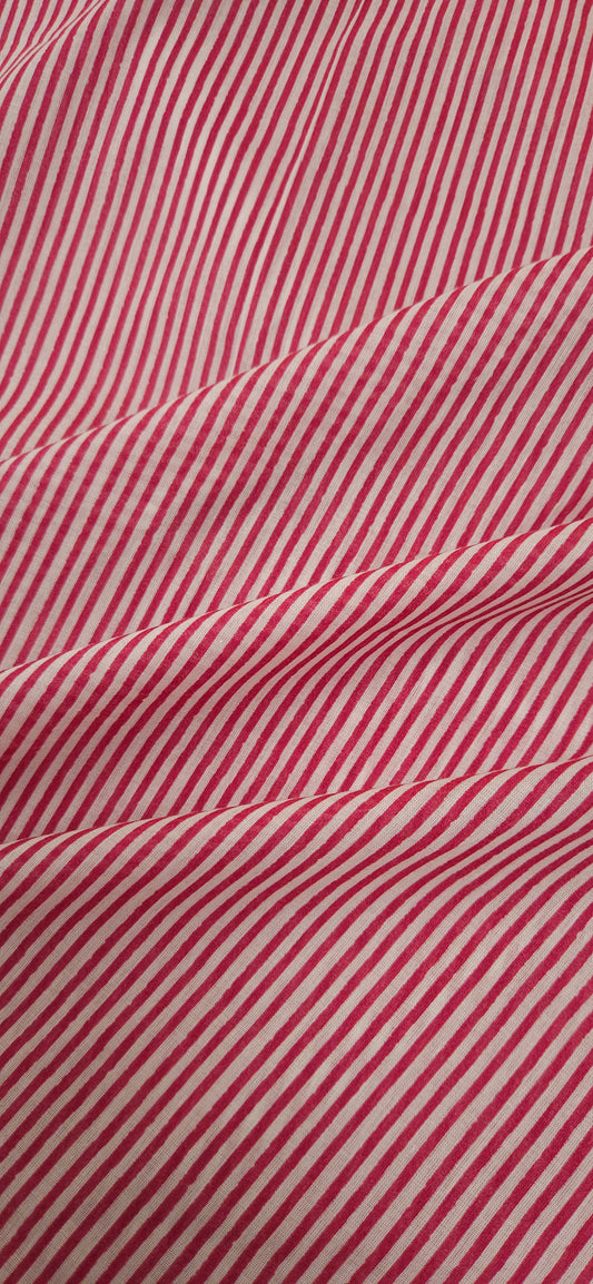 Crimson Stripe Pure Cotton Fabric