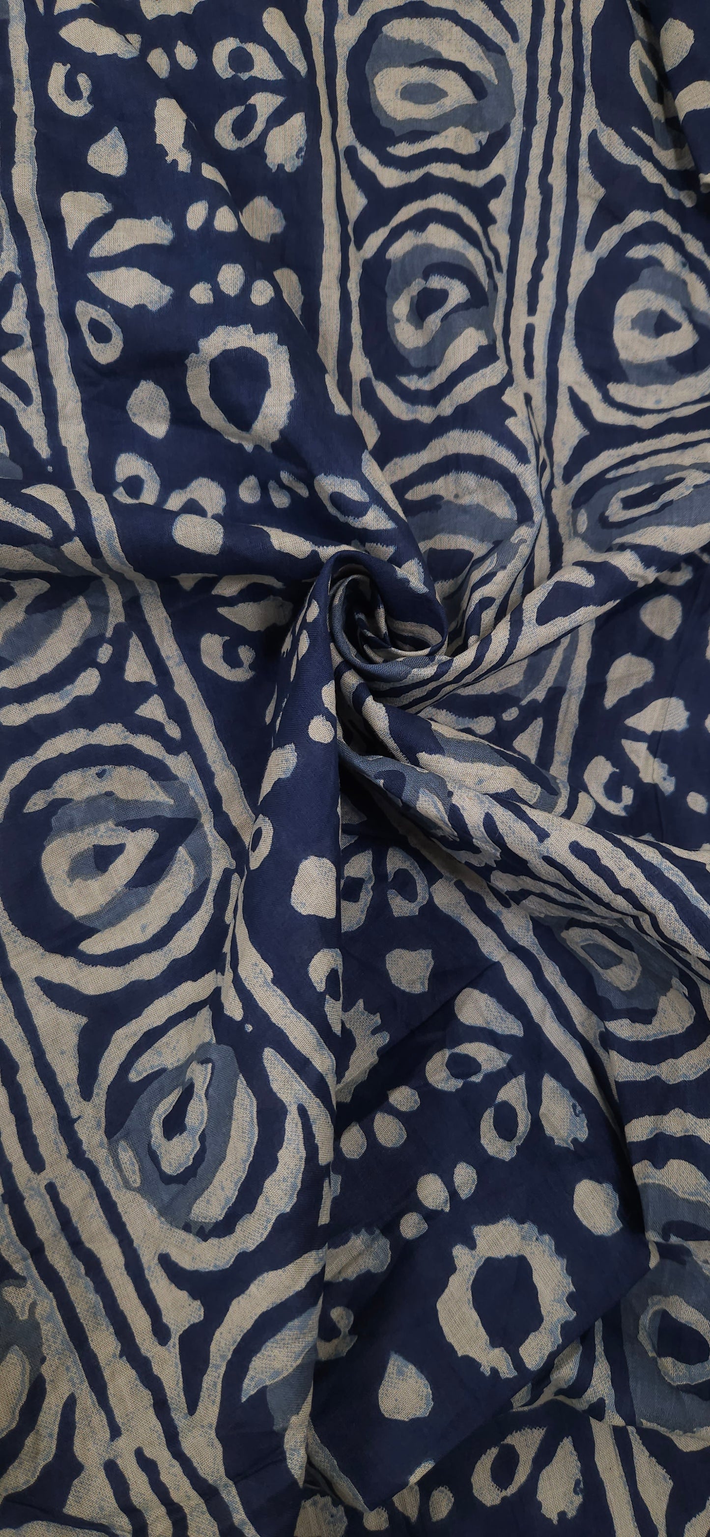Indigo Blue Mal Cotton Fabric with Batik Print
