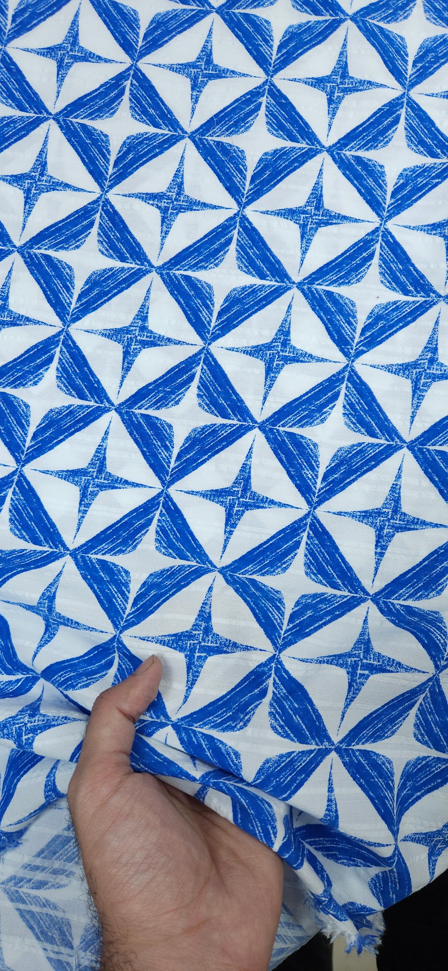 Blue Geometry Luxe Cotton Fabric