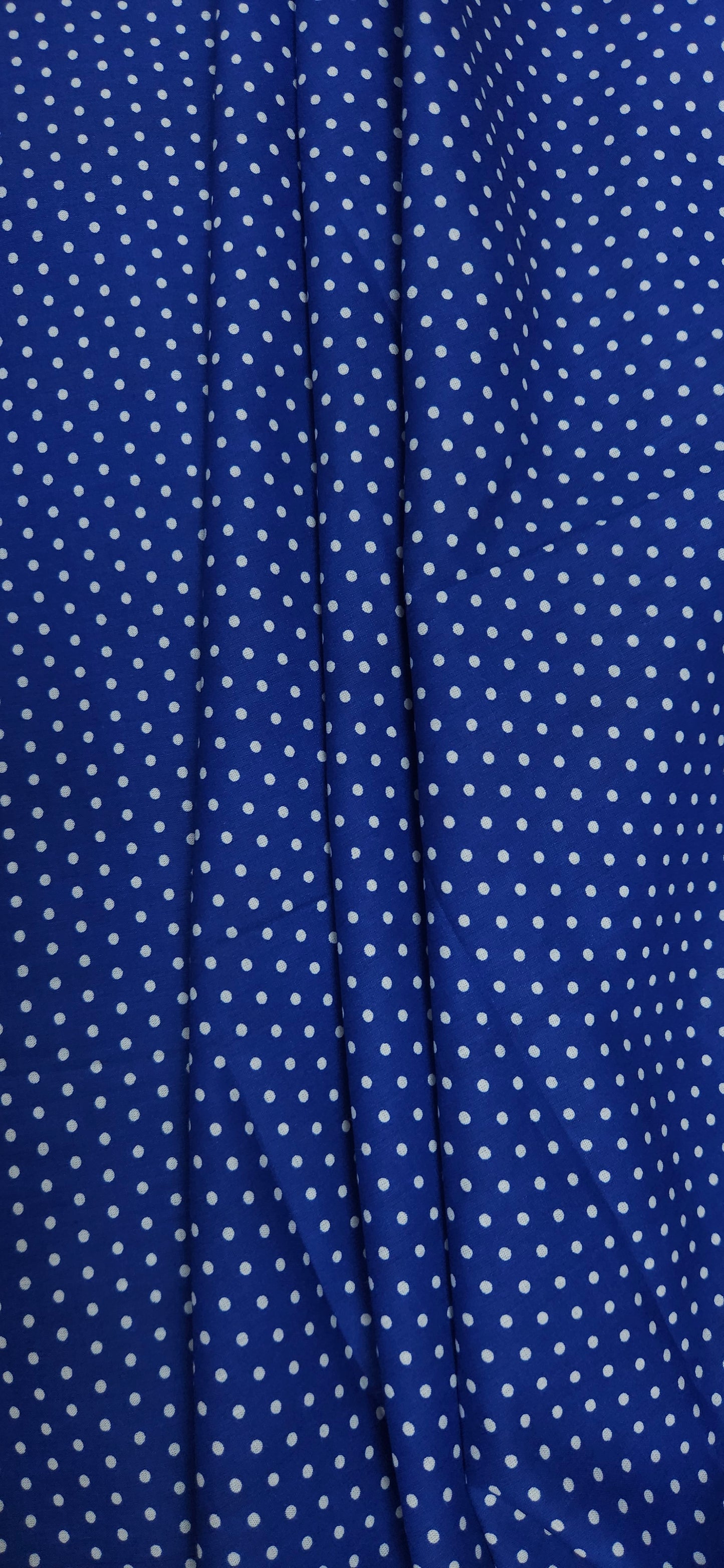 Royal Blue White Polka Dot Cotton Fabric
