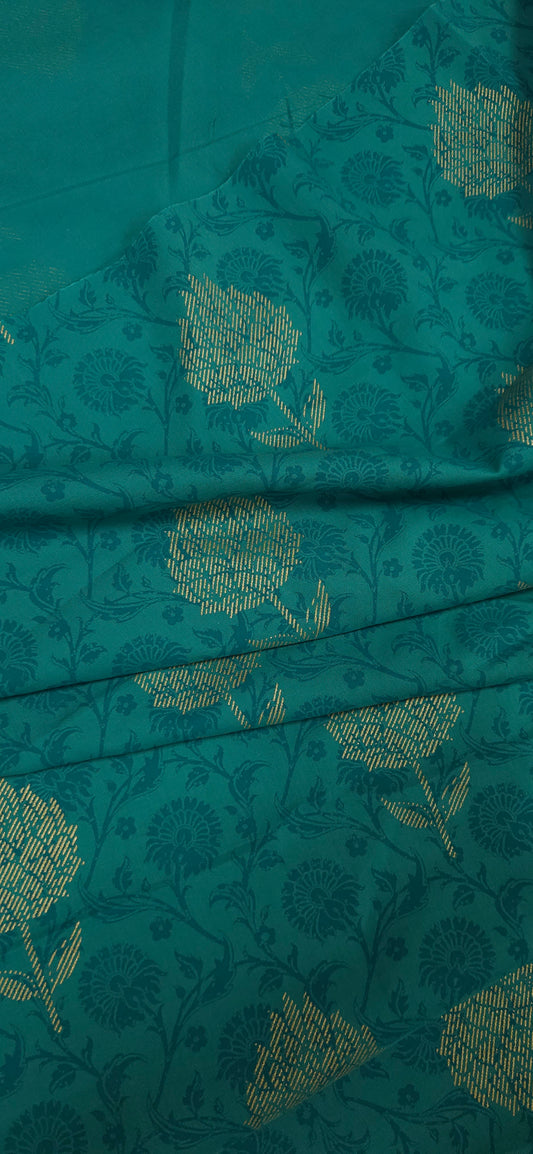 Teal Jacquard Cotton Fabric