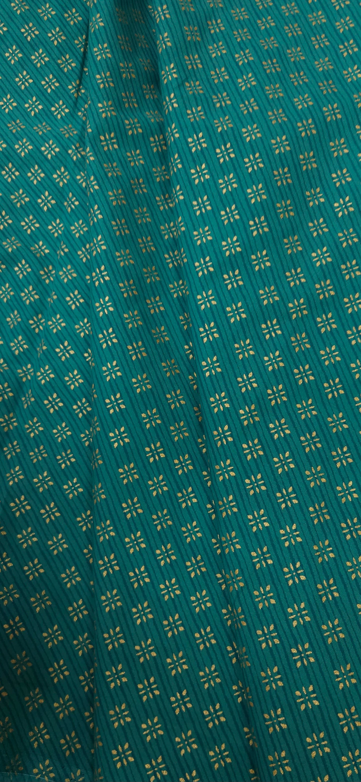 Teal Green Gold Buti Cotton Fabric 60 Inch Width