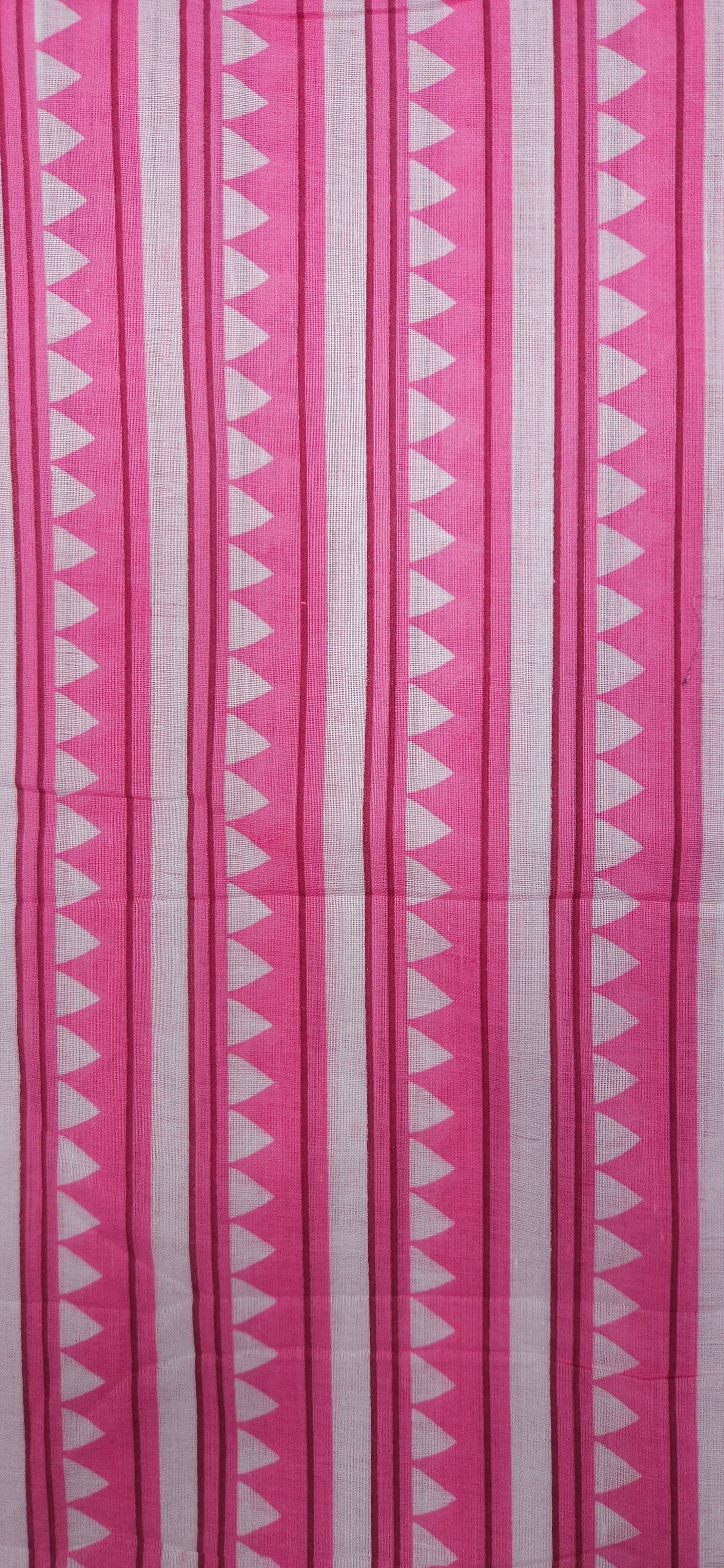 Pink Geometric Stripe Cotton Fabric
