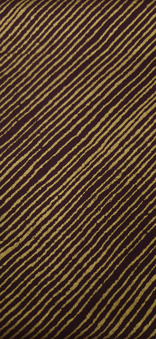 Wine Gold Line Pattern Cotton Fabric
