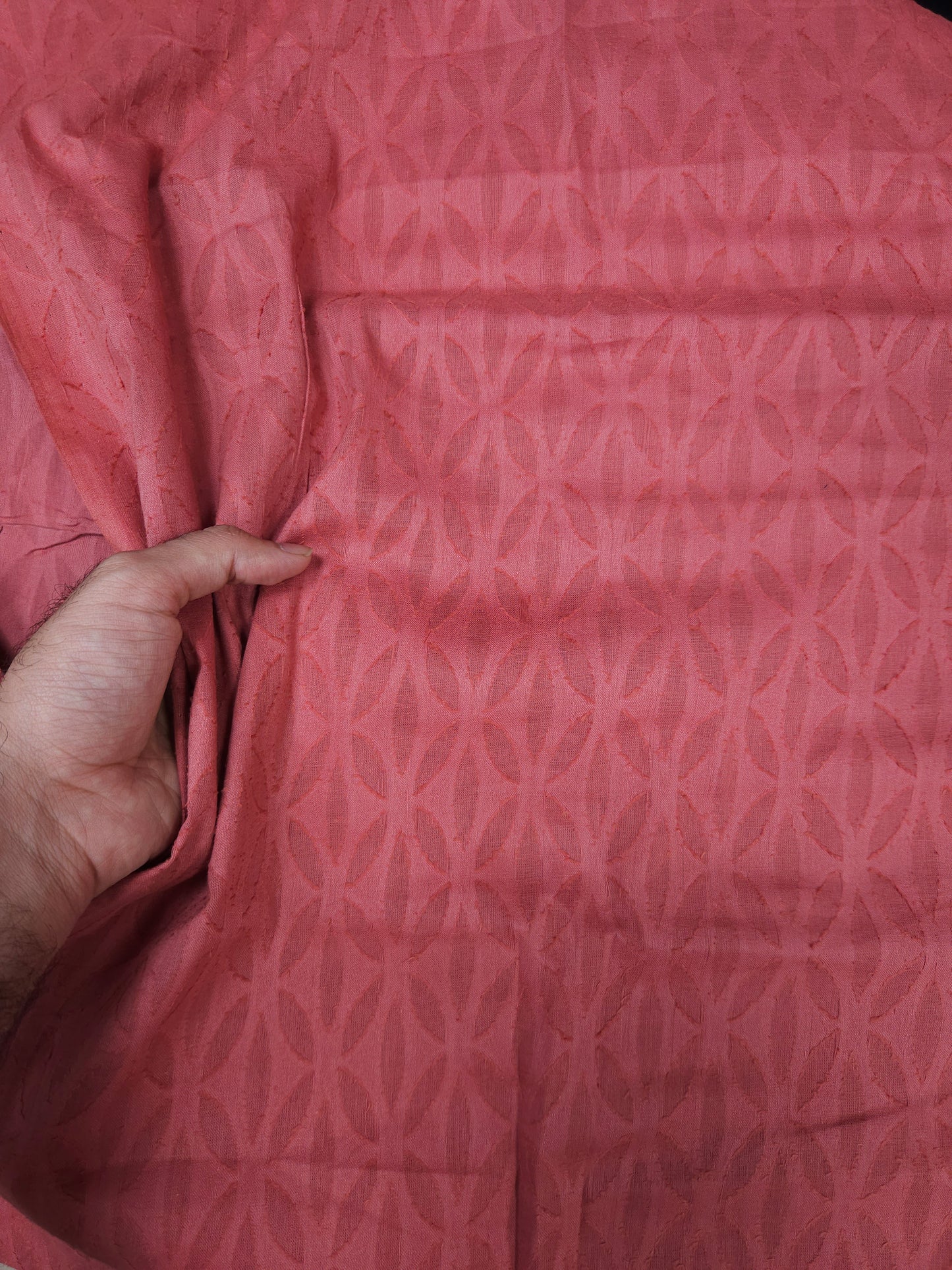 Coral Pink Jacquard Cotton Fabric (44” Width)