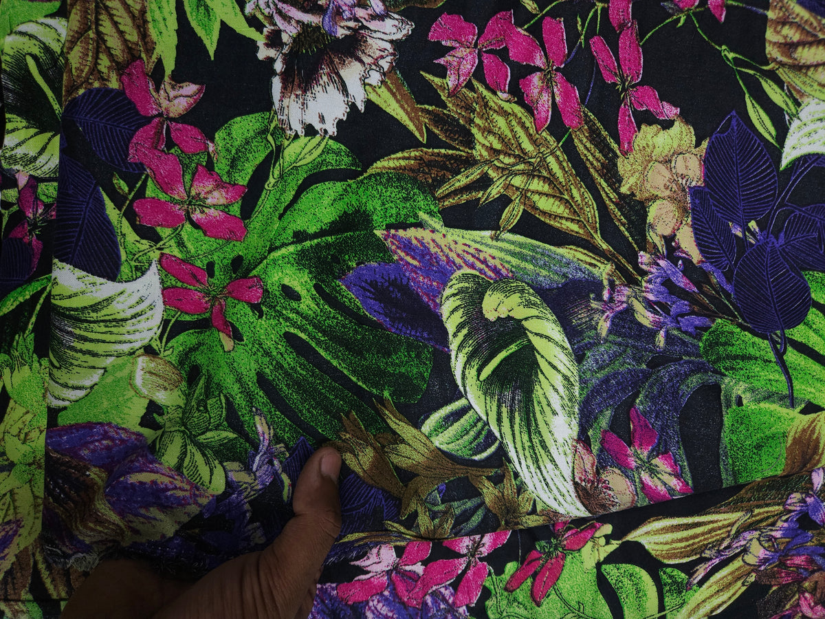 Designer Modal Rayon Floral Suit Material Schiffli Bottom