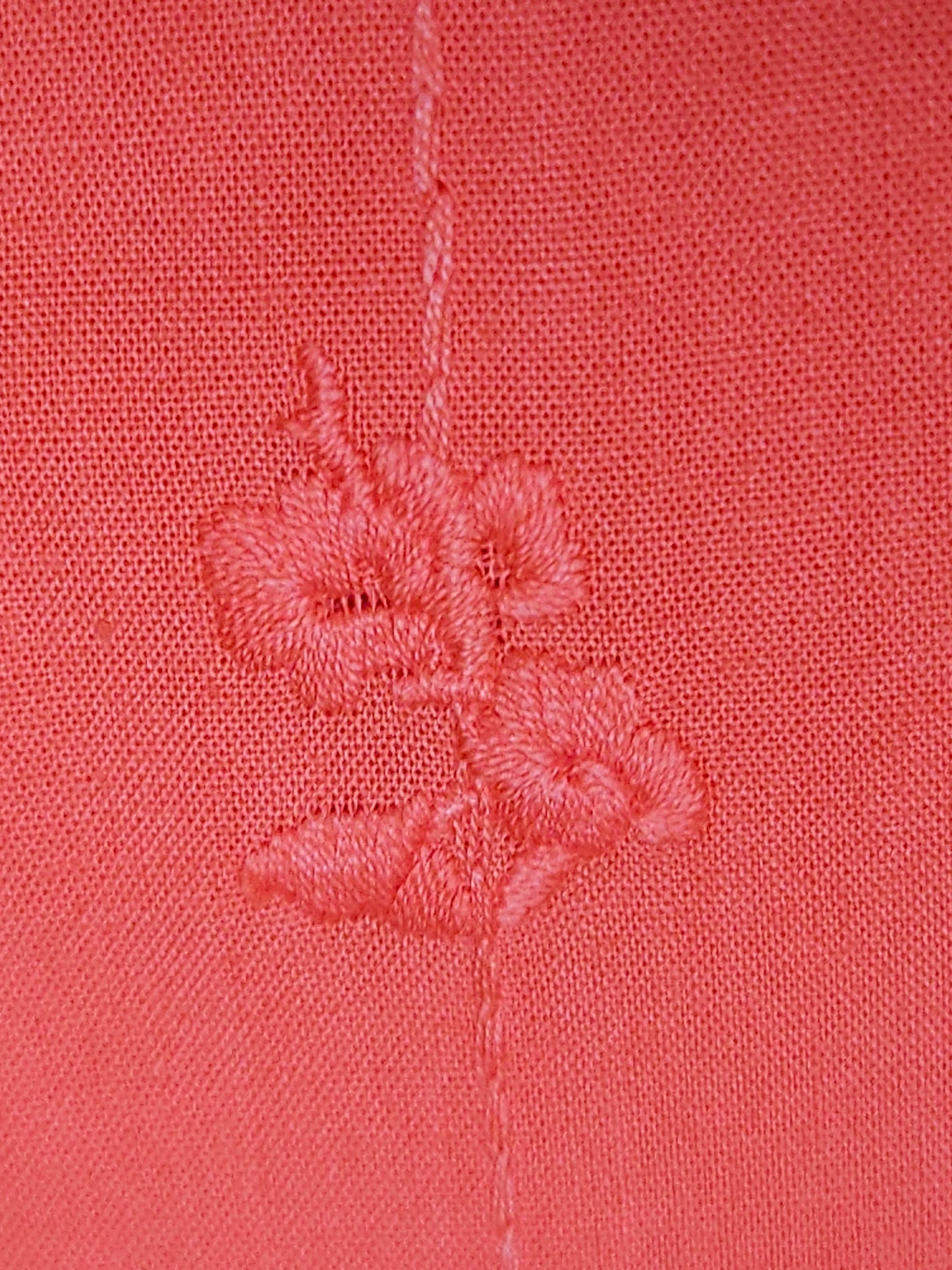 Premium Coral Orange Cotton Embroidered Fabric