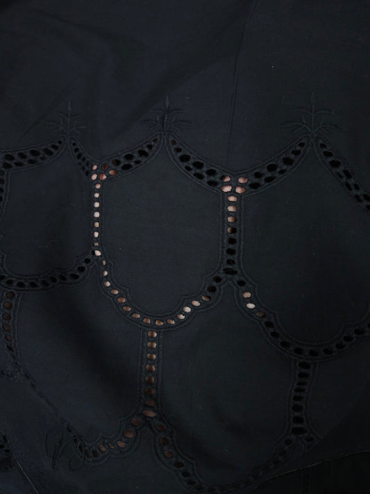 Designer Black Cotton Border Chikankari Schiffli Fabric