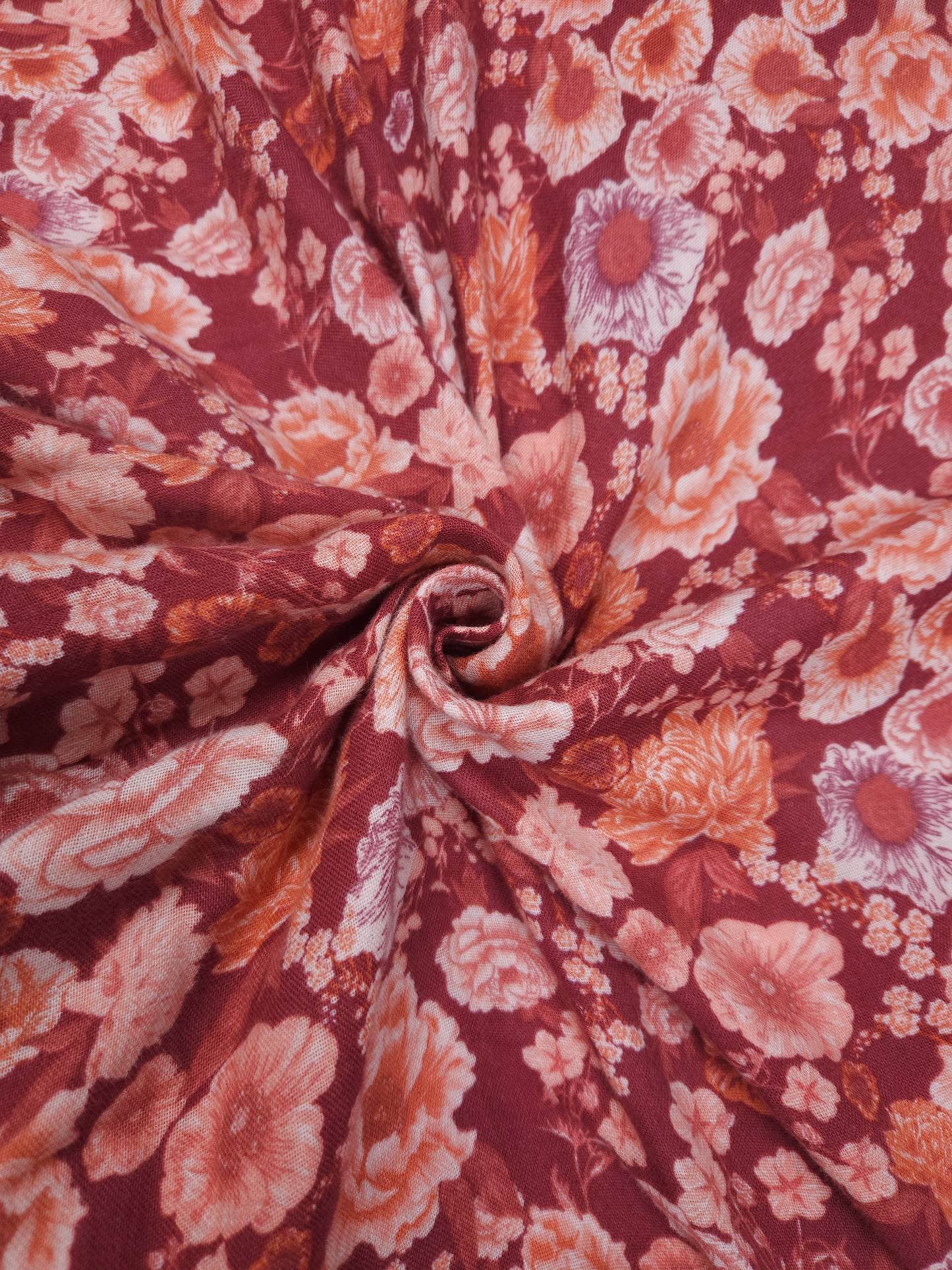 Double Cotton Floral red Fabric