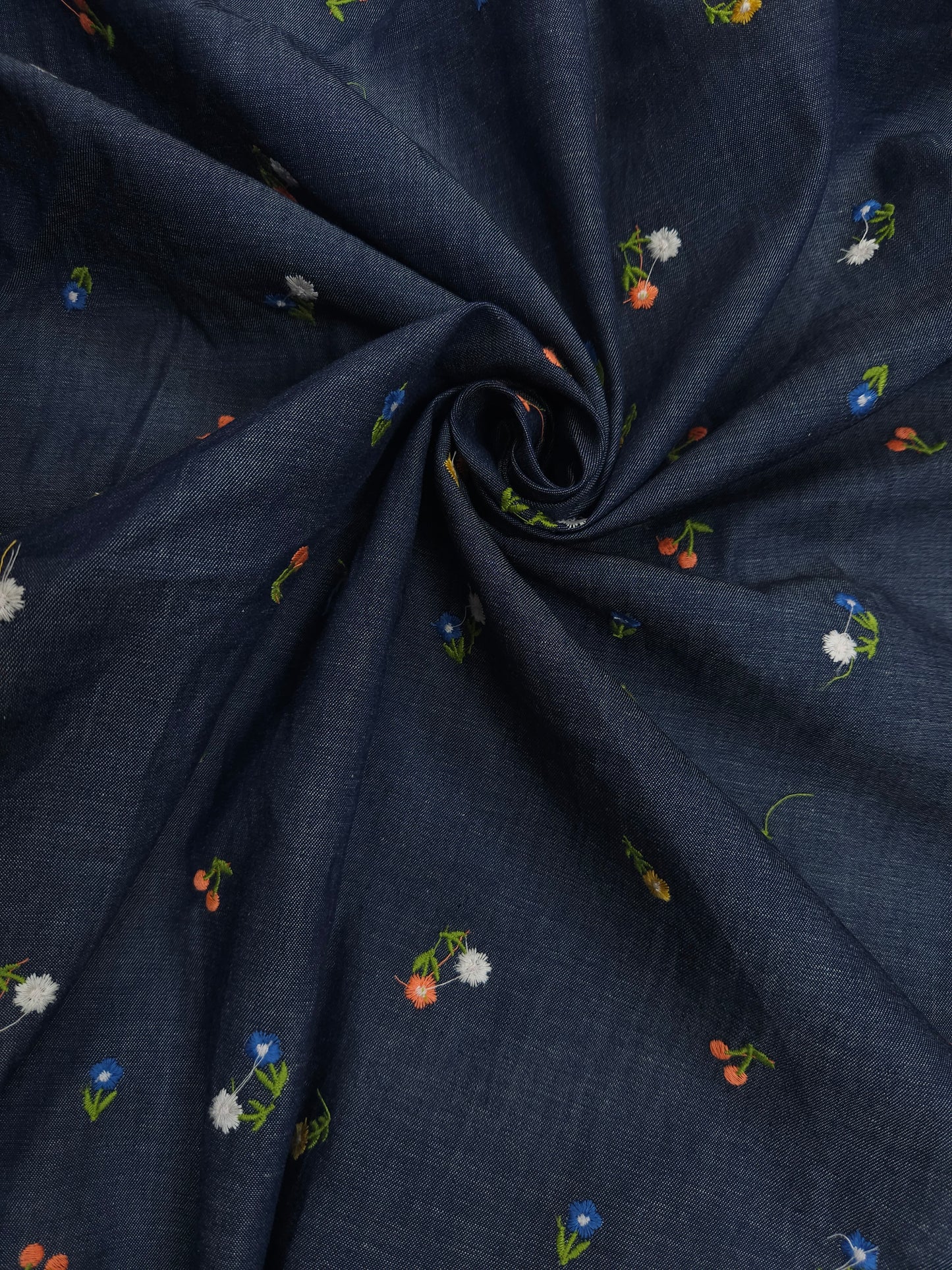 Indigo Petal Luxe Cotton Denim Fabric