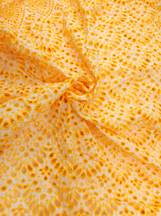 Premium Yellow Schiffli Fabric