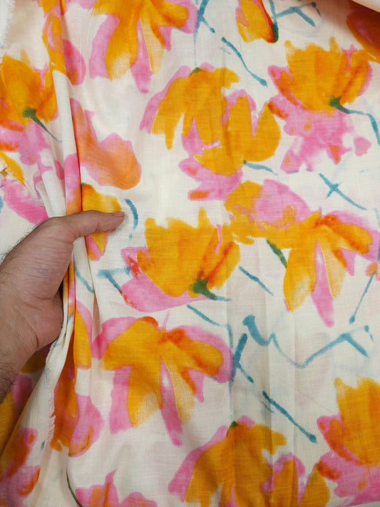 Premium Watercolor Bloom Blend Fabric