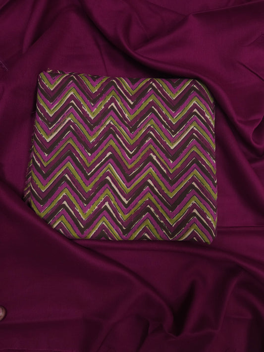 Premium Chevron Printed Cotton Suit Set with Rayon Bottom