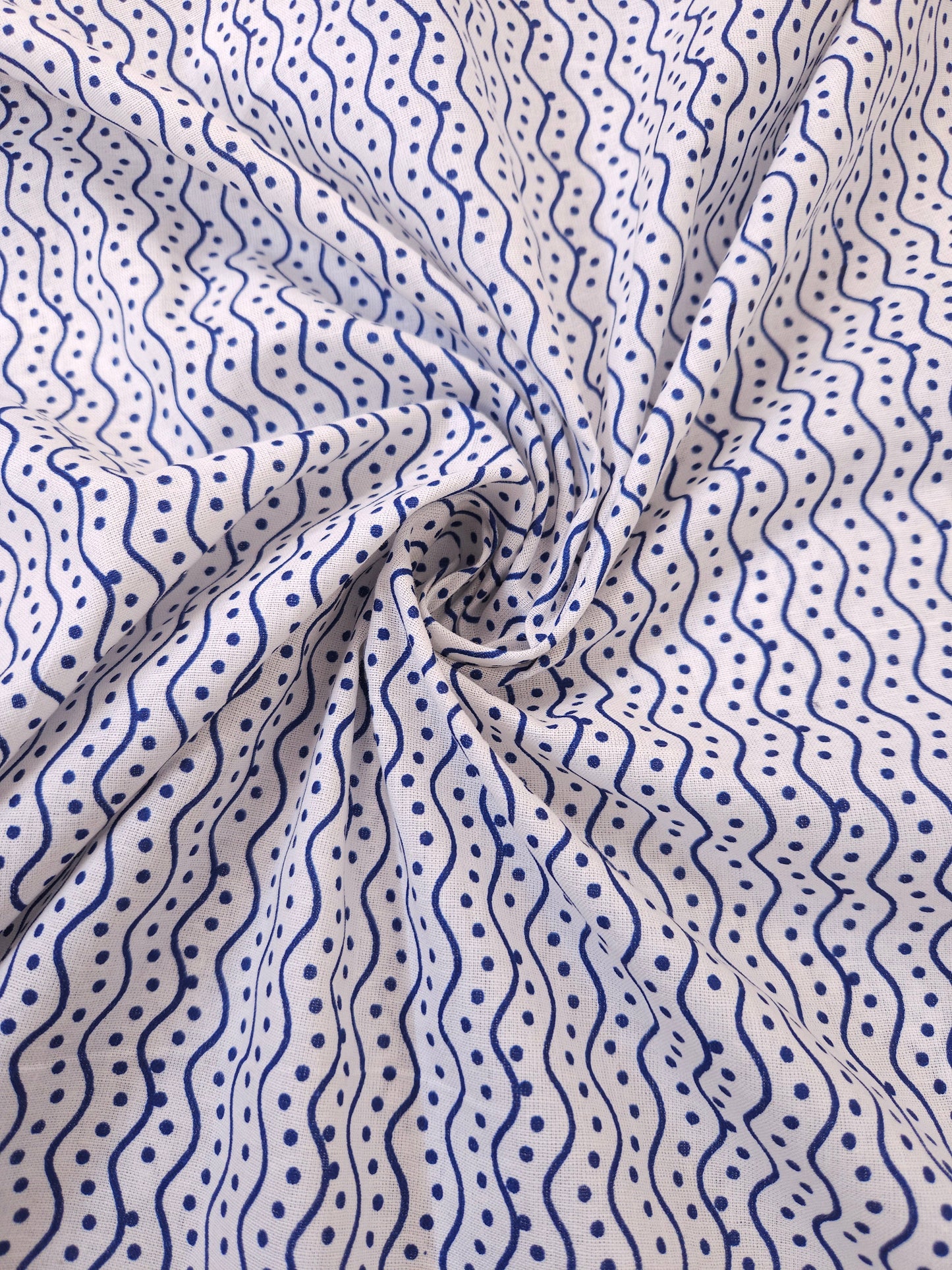 Blue Wave Print Cotton Fabric
