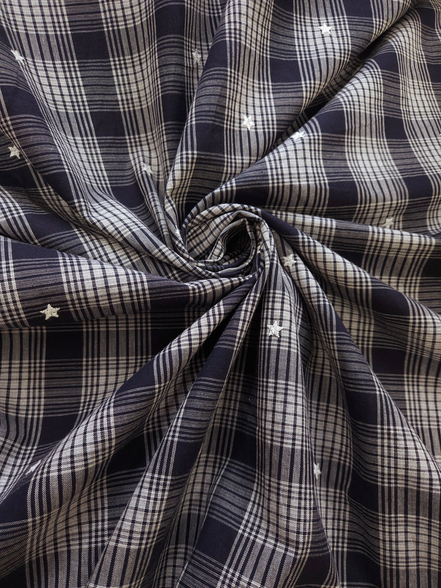 Premium Cotton Star Check Suit Fabric Set 60 Inch Width
