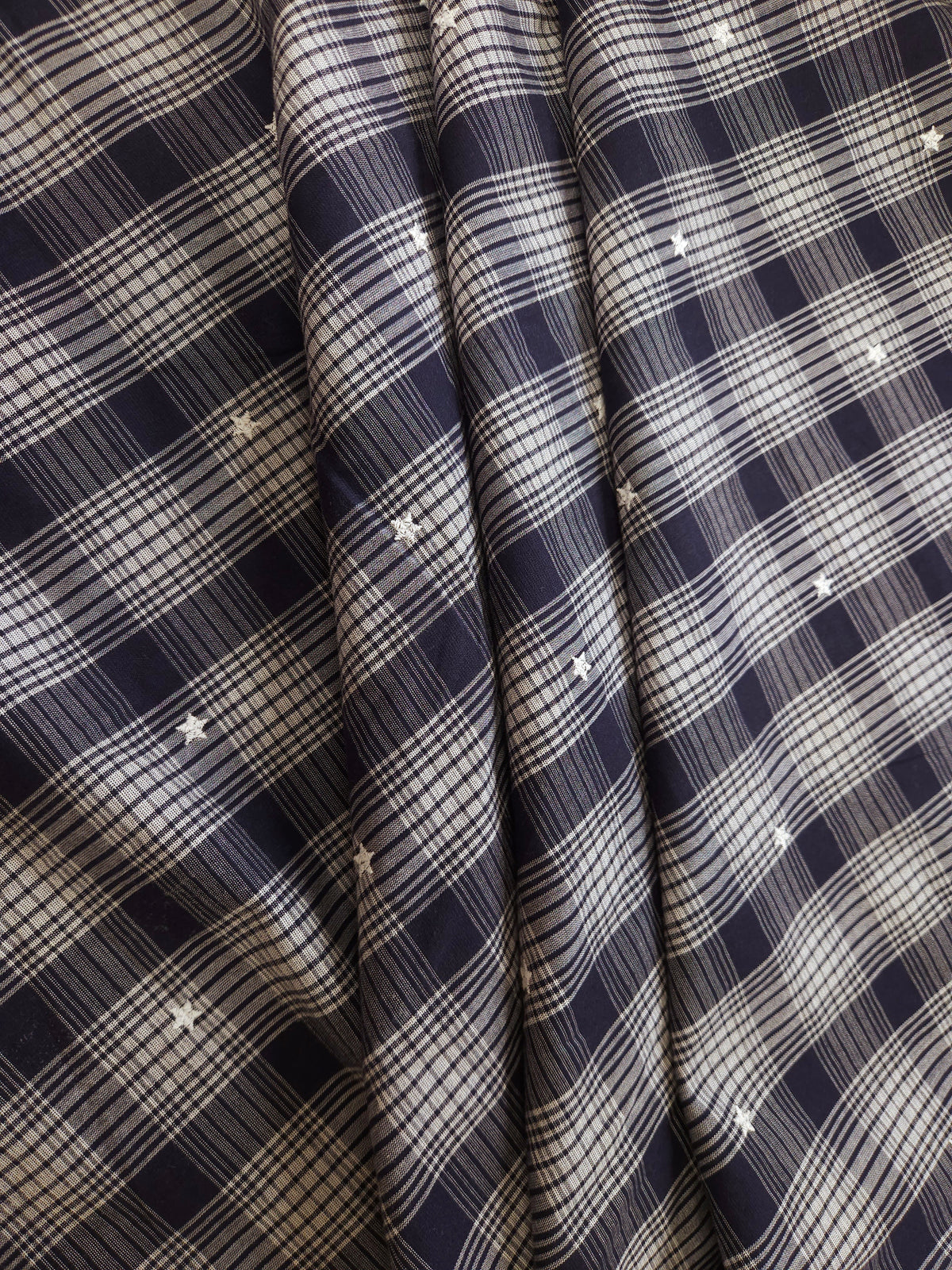 Premium Cotton Star Check Suit Fabric Set 60 Inch Width