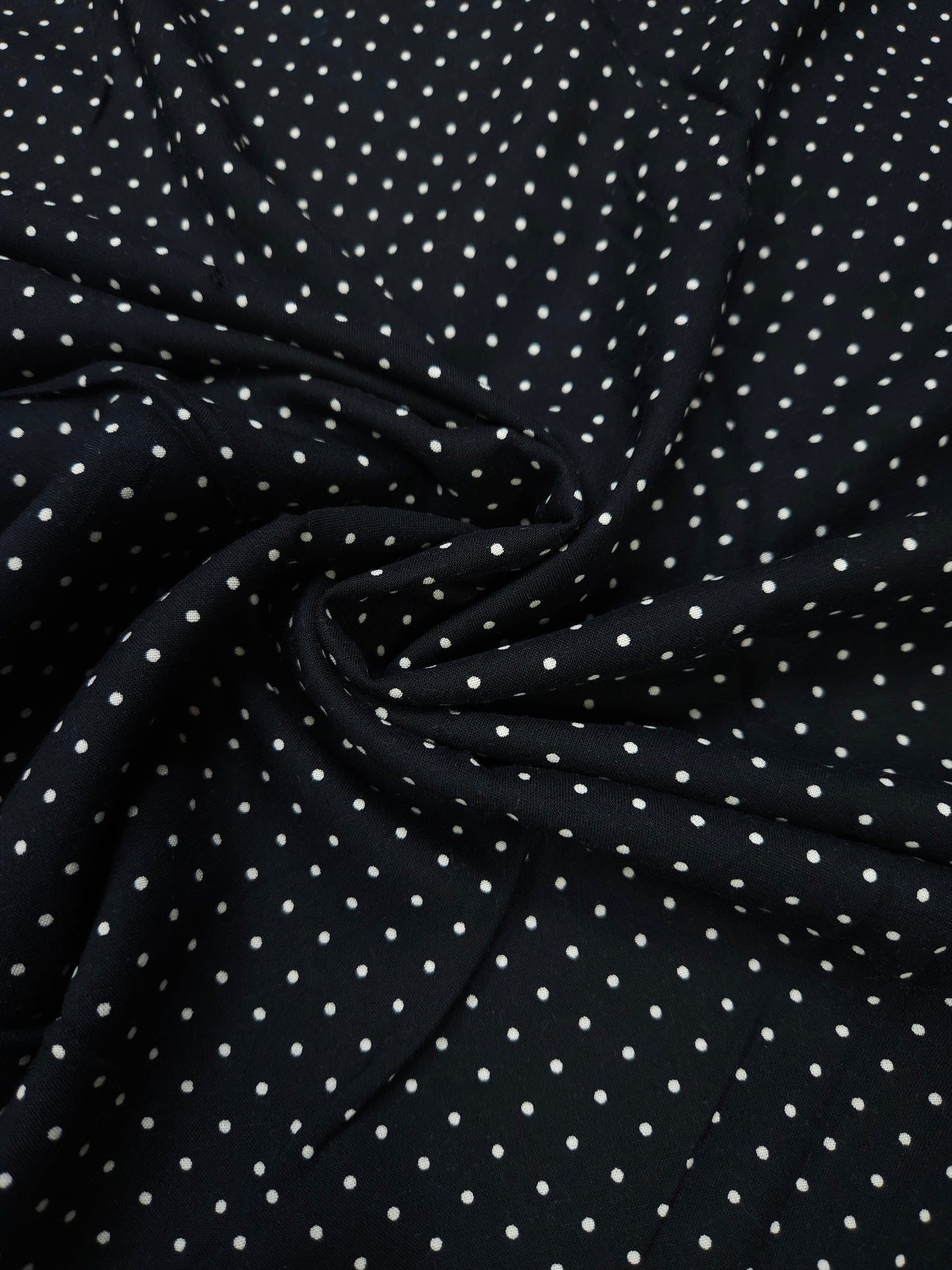 Black White Mini Polka Dot Modal Rayon Fabric | 60 Inch Wide