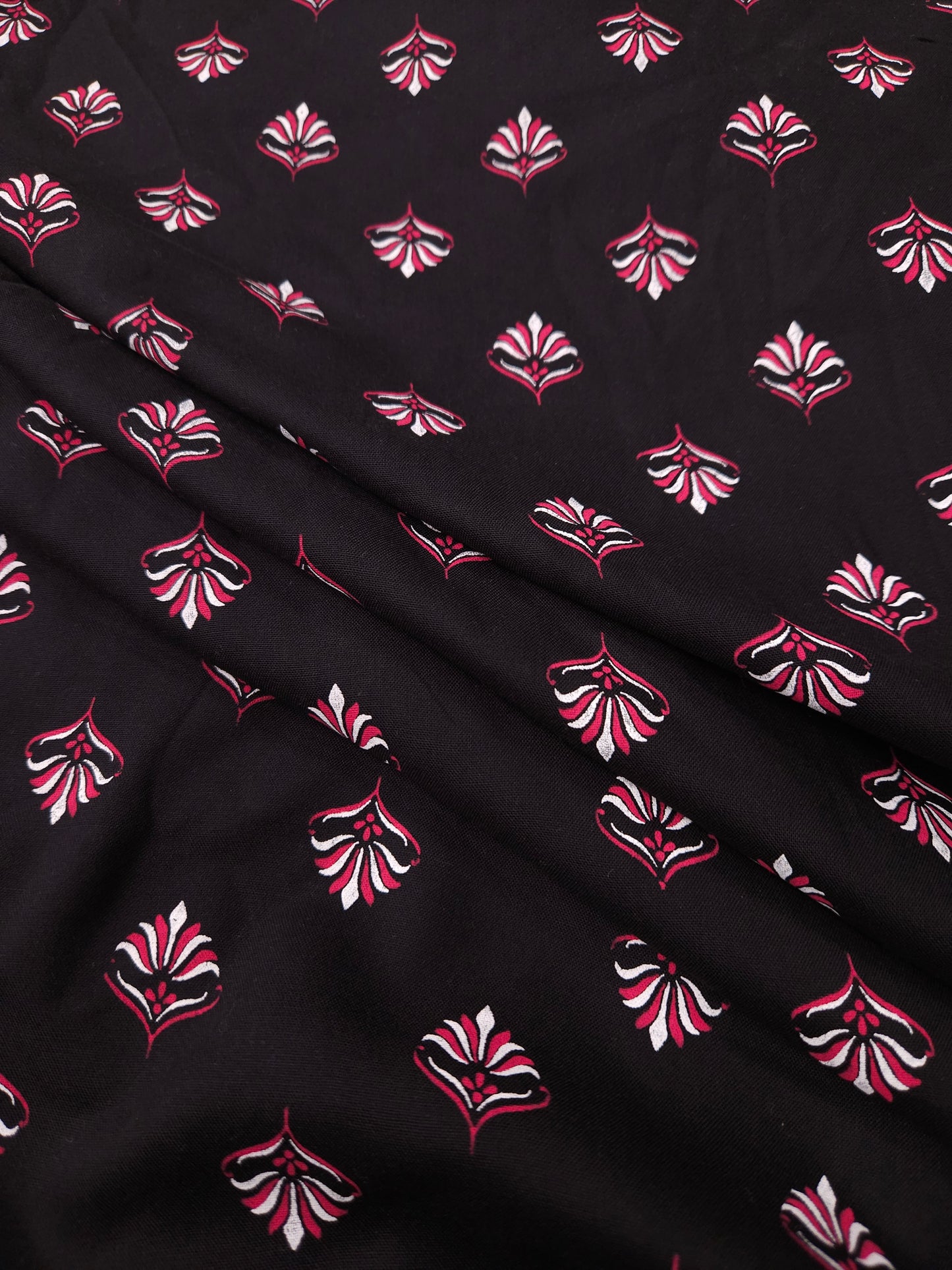 Mystic Petal Black Modal Rayon Fabric