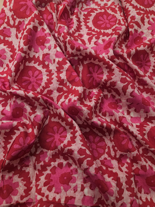 Rosy Bloom Printed Modal Rayon Fabric