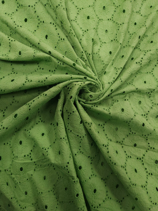 Sage Garden Cotton Schiffli Embroidered Fabric