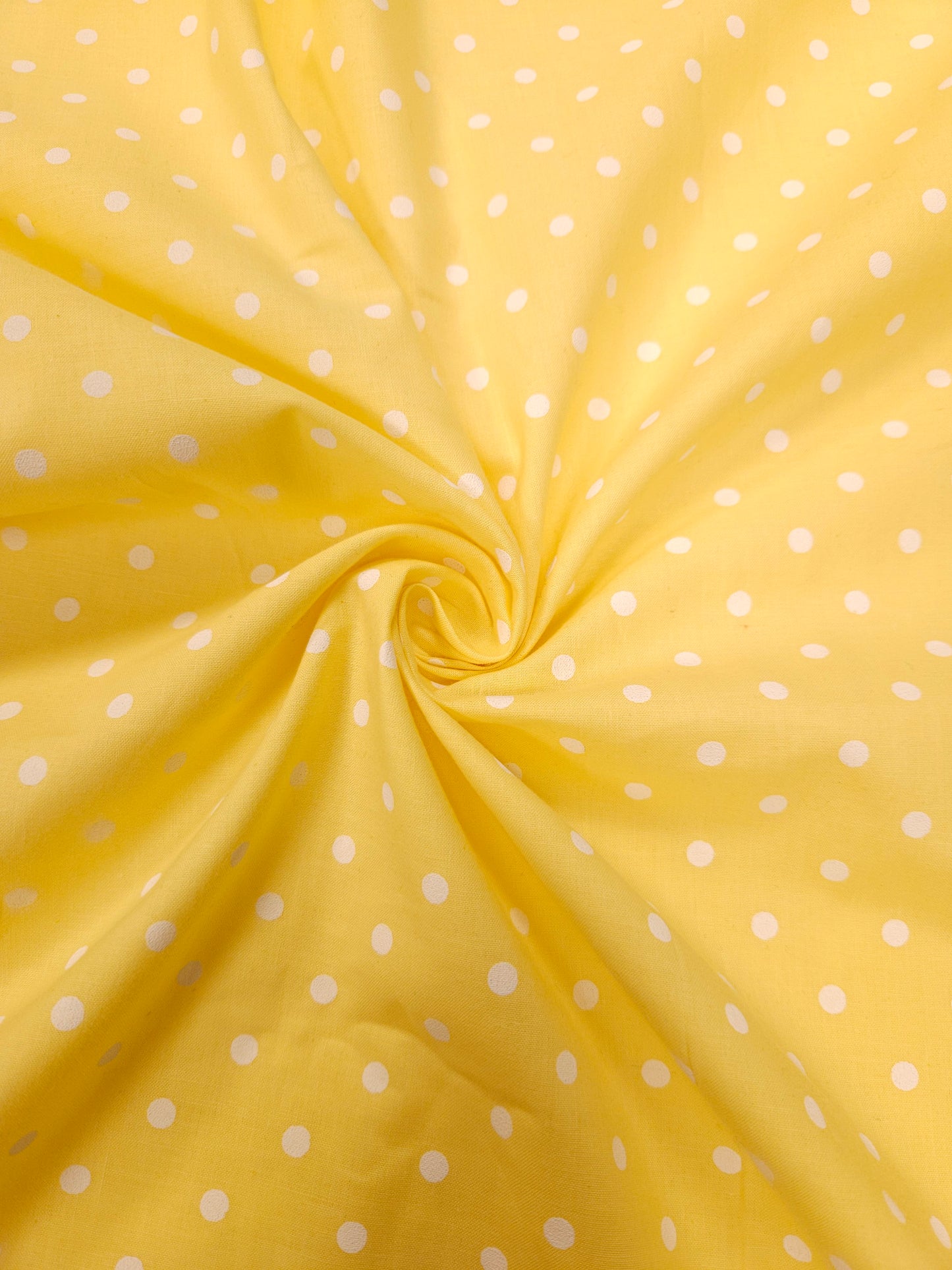 Yellow Polka Dot Cotton Kurta Fabric with White Self Cotton Bottom