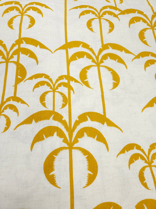 Sunshine Palm Tree Print Cotton Linen Fabric – Mustard
