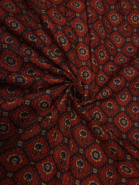 Rust Ajrakh Inspired Cotton Fabric