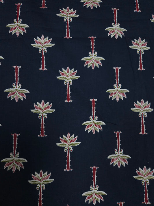 Indigo Tropical Motif Cotton Fabric