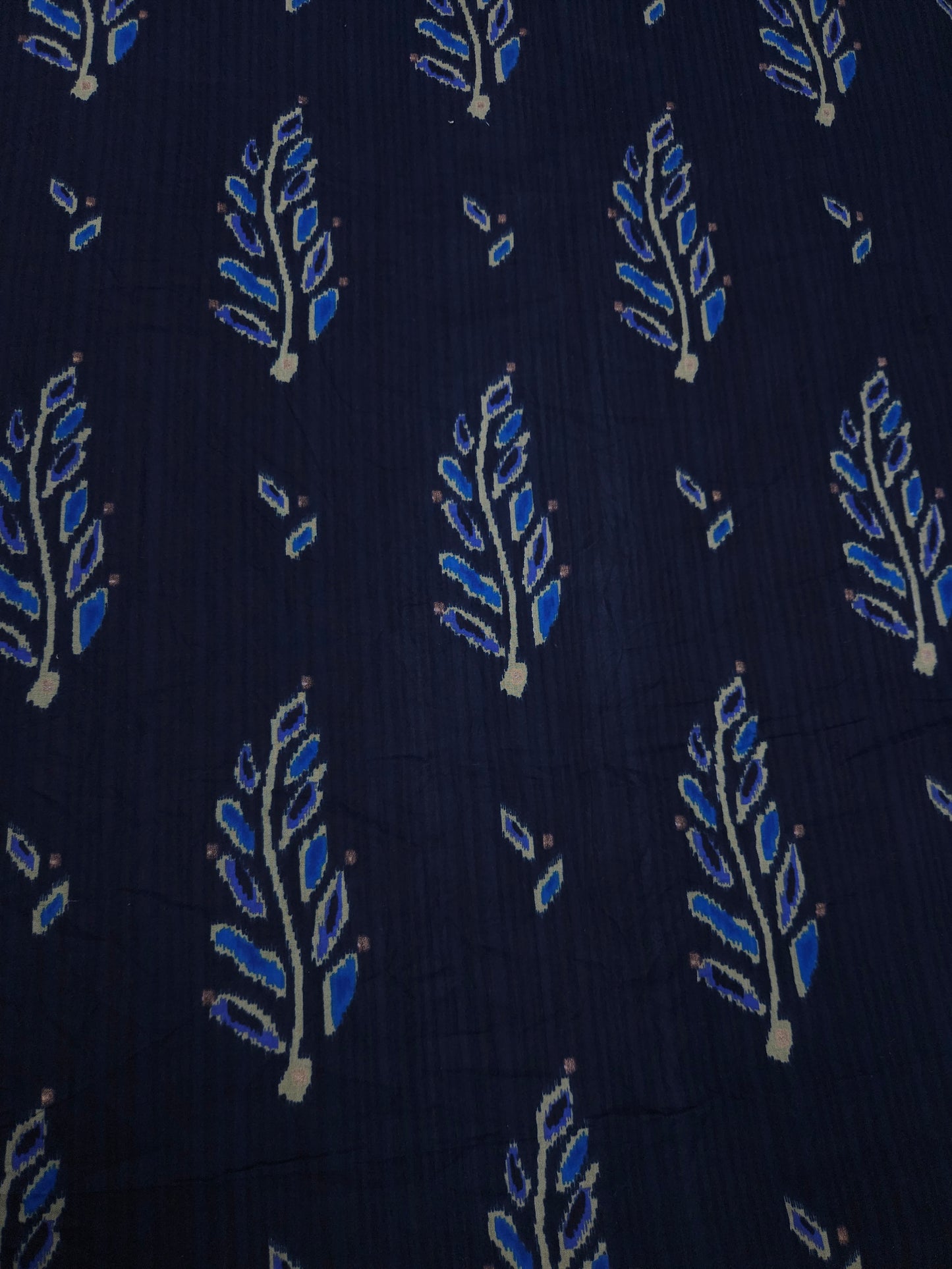Indigo Ikat Motif Cotton Fabric
