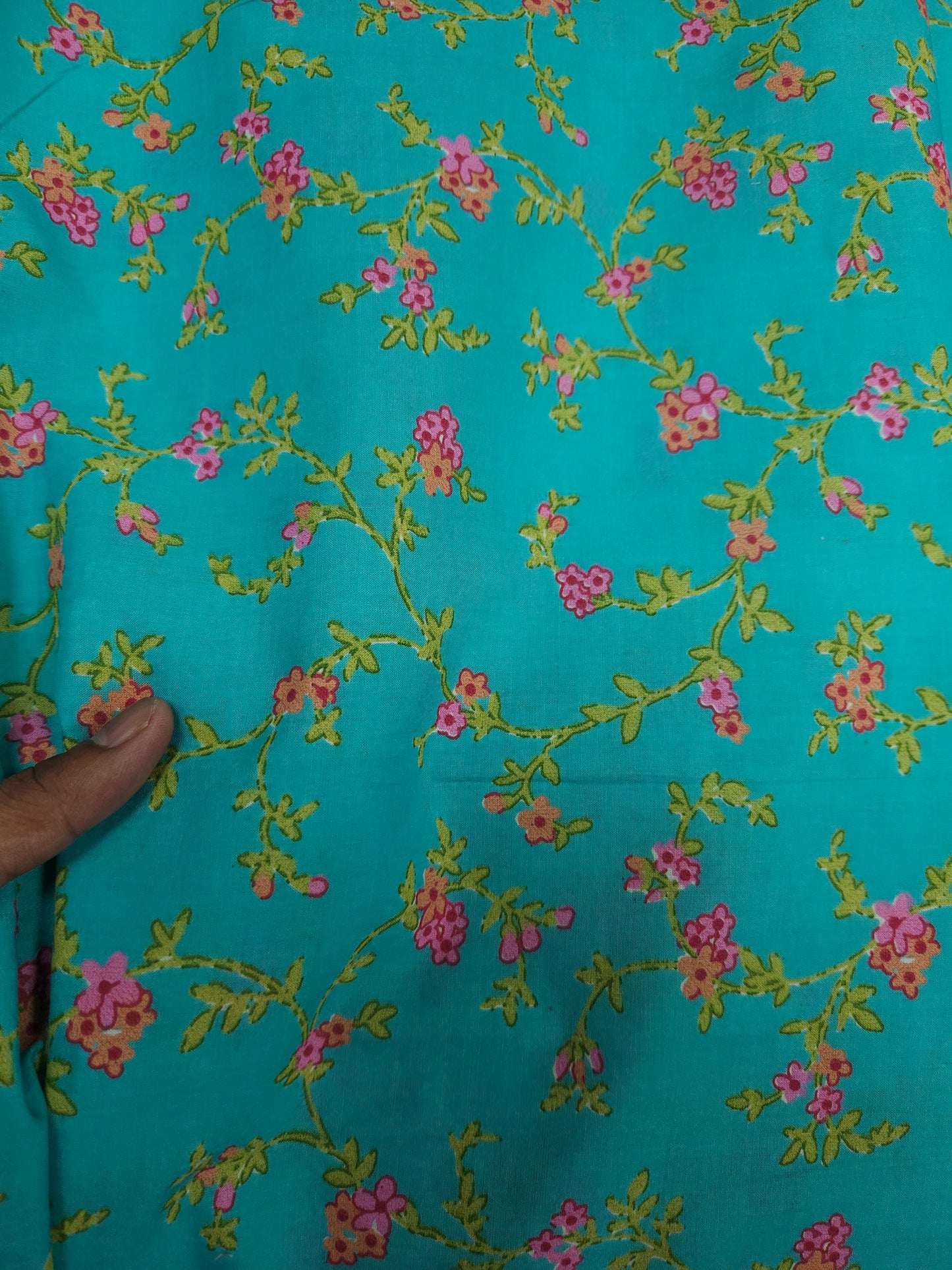 Aqua Vine Floral Cotton Fabric