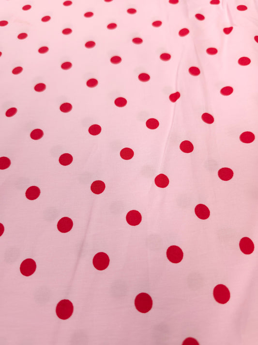Baby Pink Cotton Poplin Polka Dot Fabric