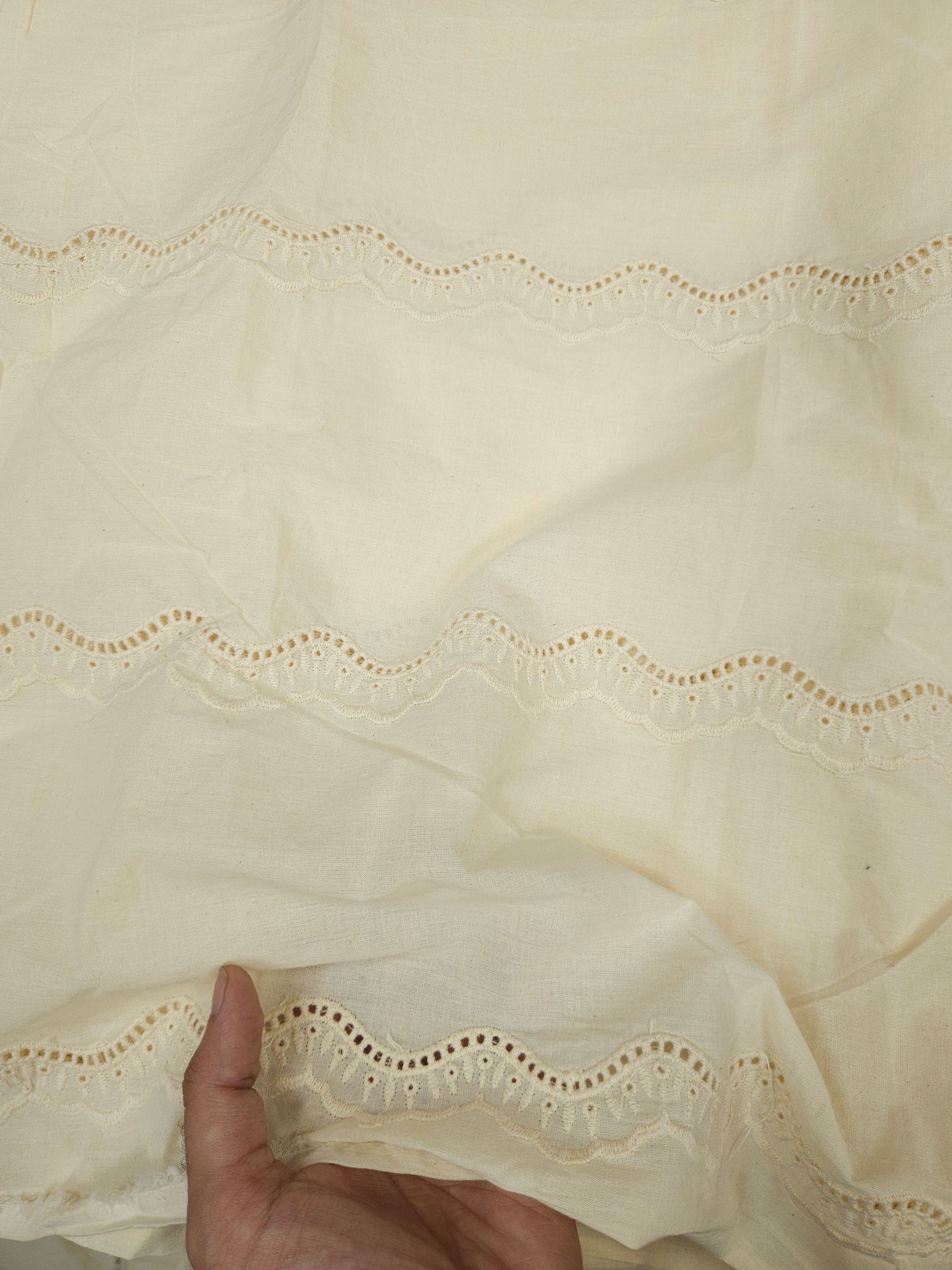 Cream Schiffli Cotton Suit Set with Leopard Print Muslin Dupatta