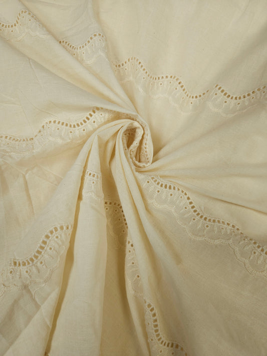 Ivory Grace Schiffli Cotton Fabric