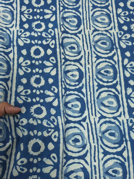 Indigo Blue rinted Cotton Suit Set with White Schiffli Bottom