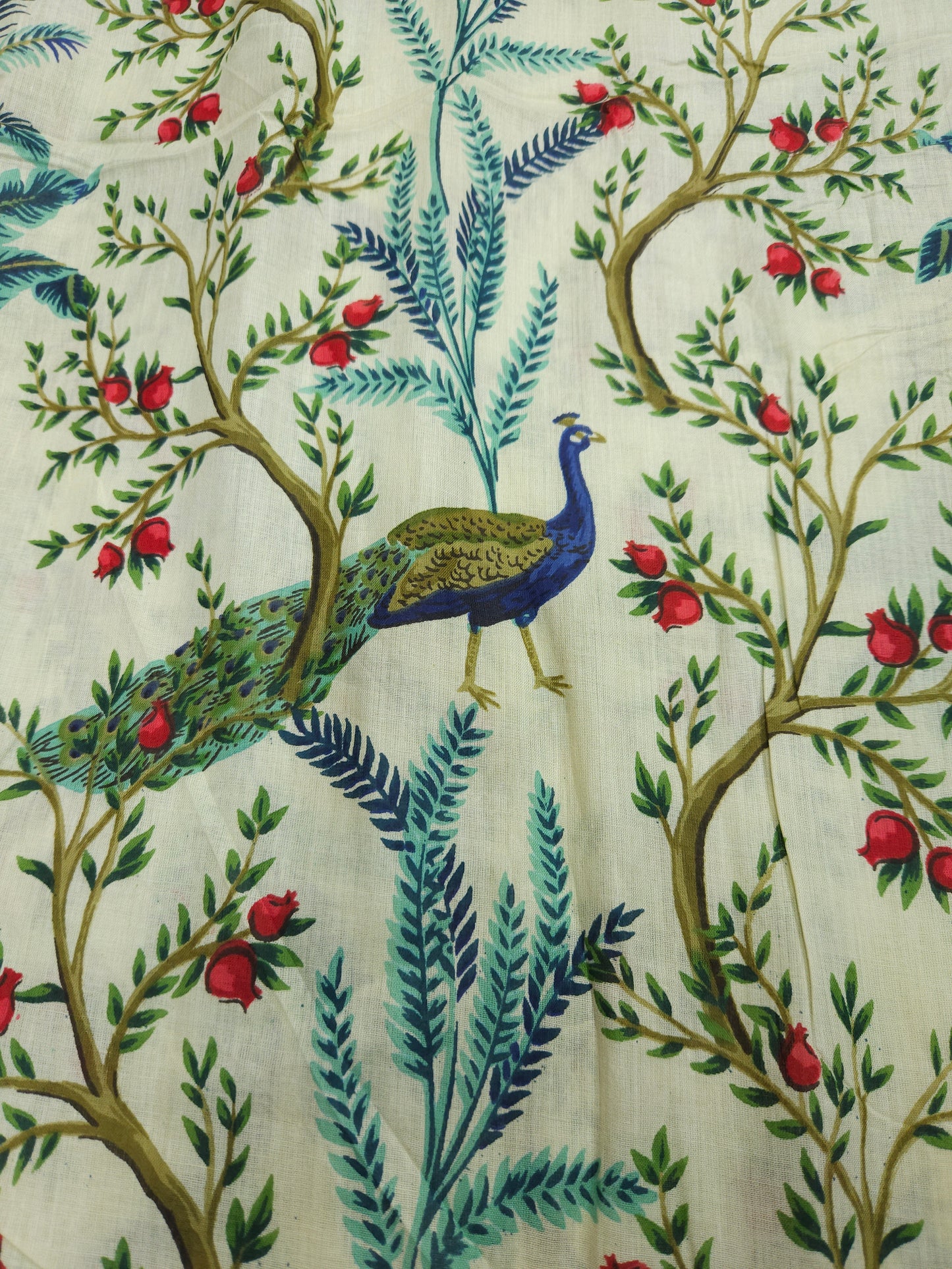 Peacock Garden Printed Cotton Fabric