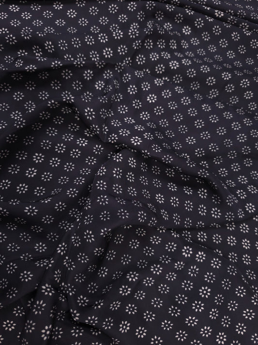 Black White Designer Border Print Crepe Fabric 60 Inch