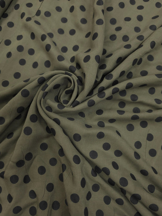 Olive Green Polka Dot Crepe Fabric 60 Inch Width